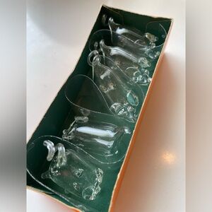 Box of Vintage Glass Decorative Pigs (5 in total, one has broken tail)